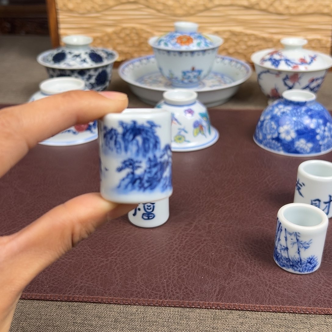 杯子景德镇山水盖置