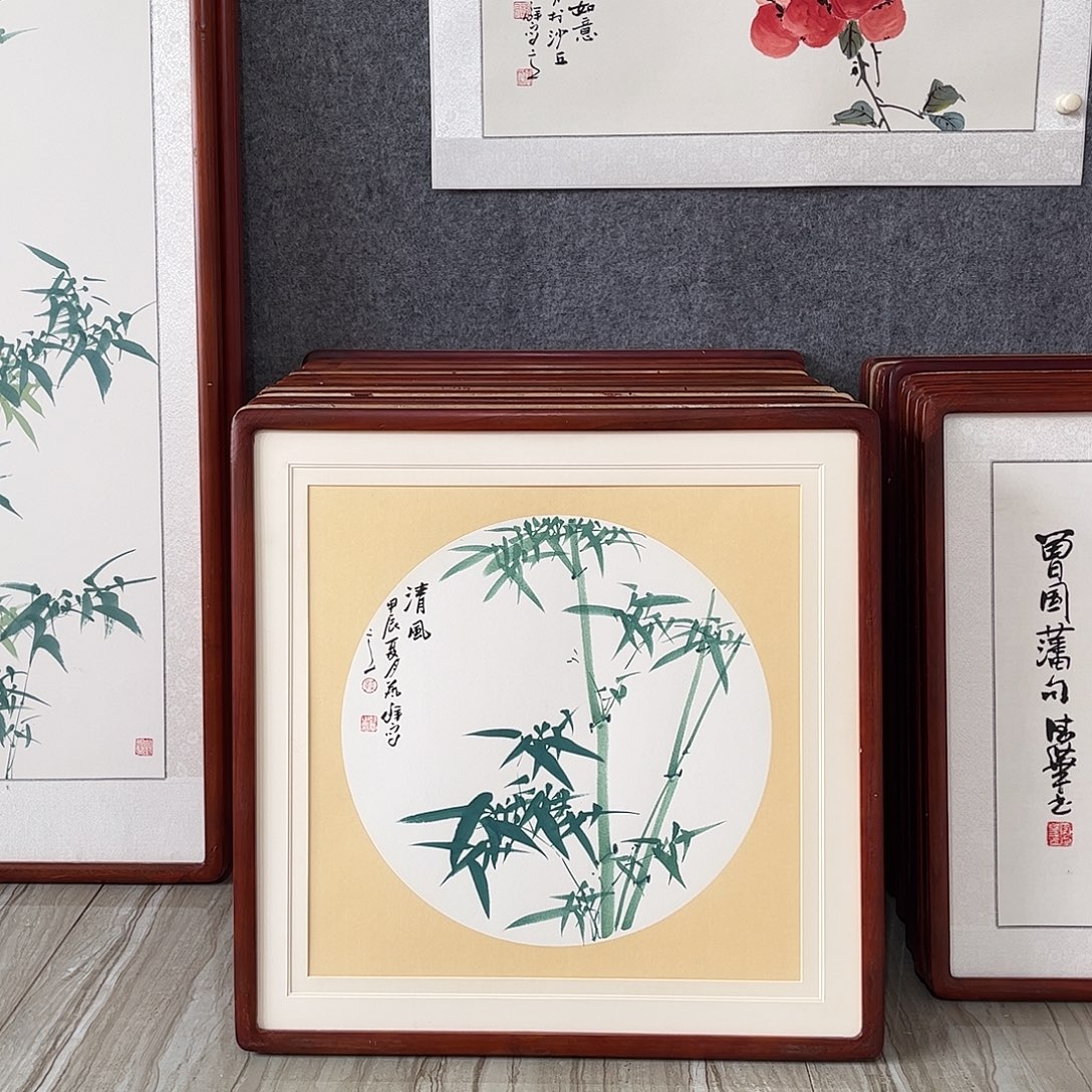 国画书画作品带框63×63