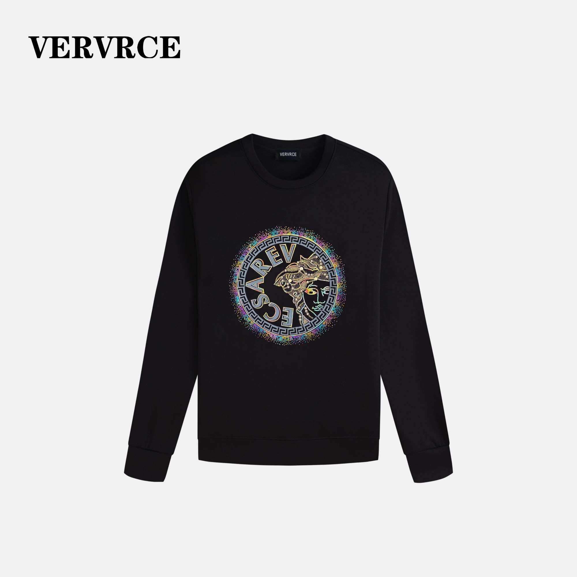 VERVRCE/Jeff秋季男士经典高级感烫钻休闲卫衣长袖圆领