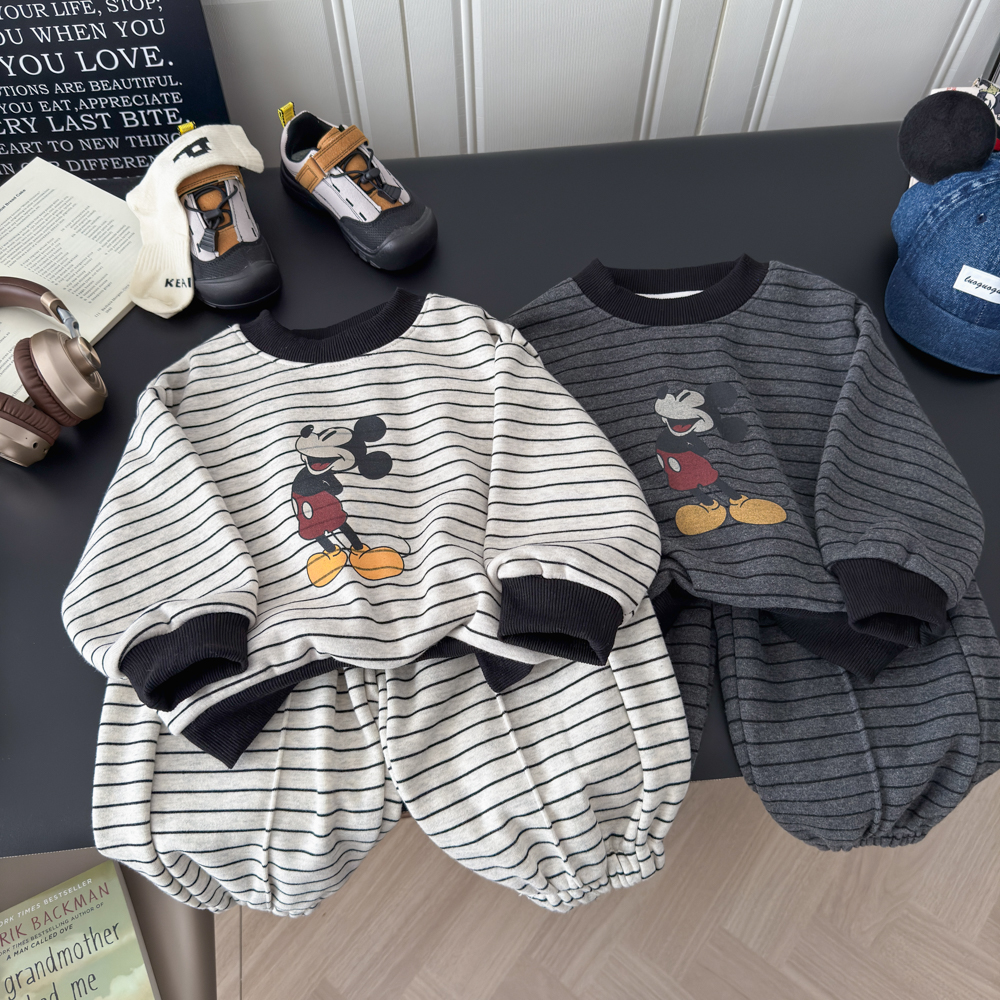 【加绒加厚】韩系卡通加绒加厚休闲套装儿童运动百搭两件套