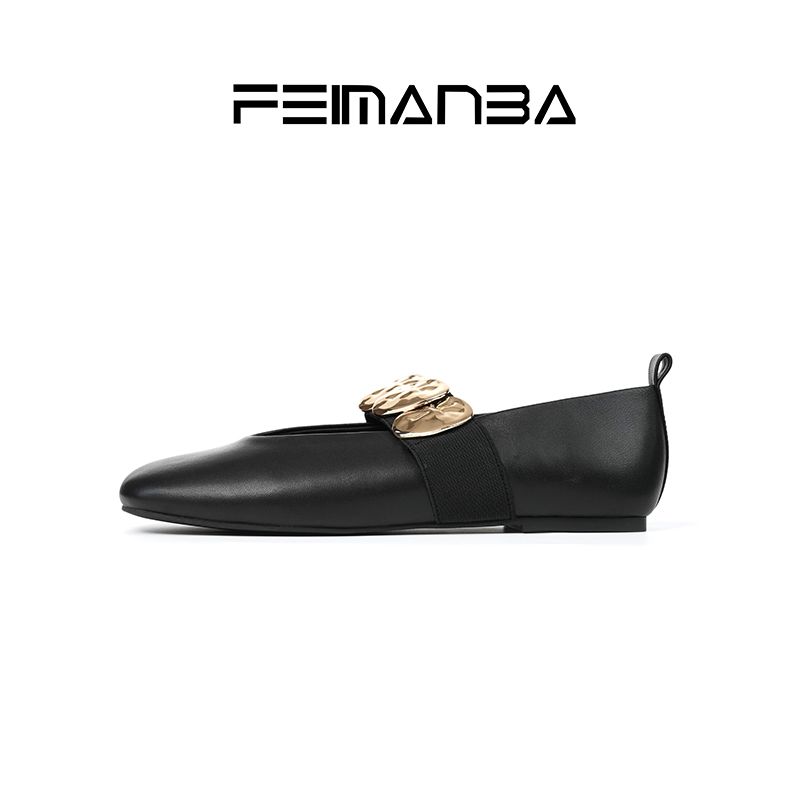 FEIMANBA 方圆头包头单鞋复古休闲时尚女