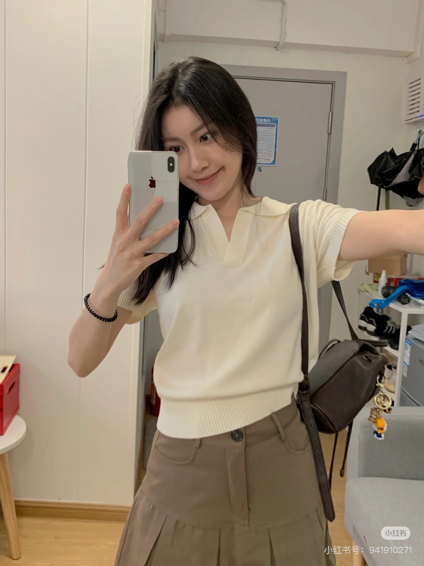 法式高级感新款polo领正肩短袖百搭针织衫夏季薄款翻领t恤上衣女