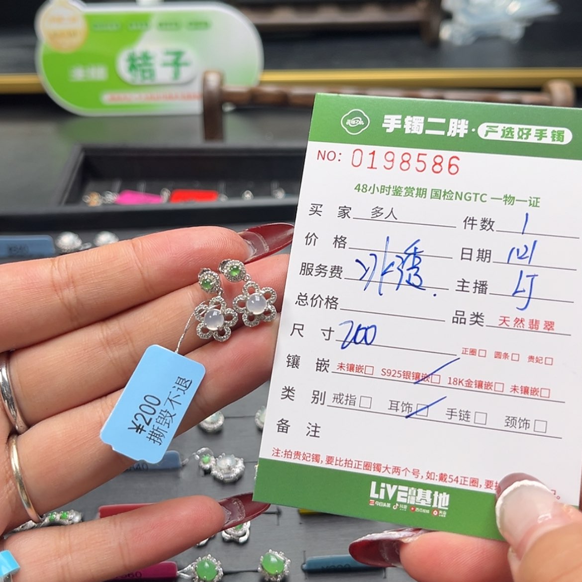 【闪购商品】翡翠耳饰银S925镶嵌多人