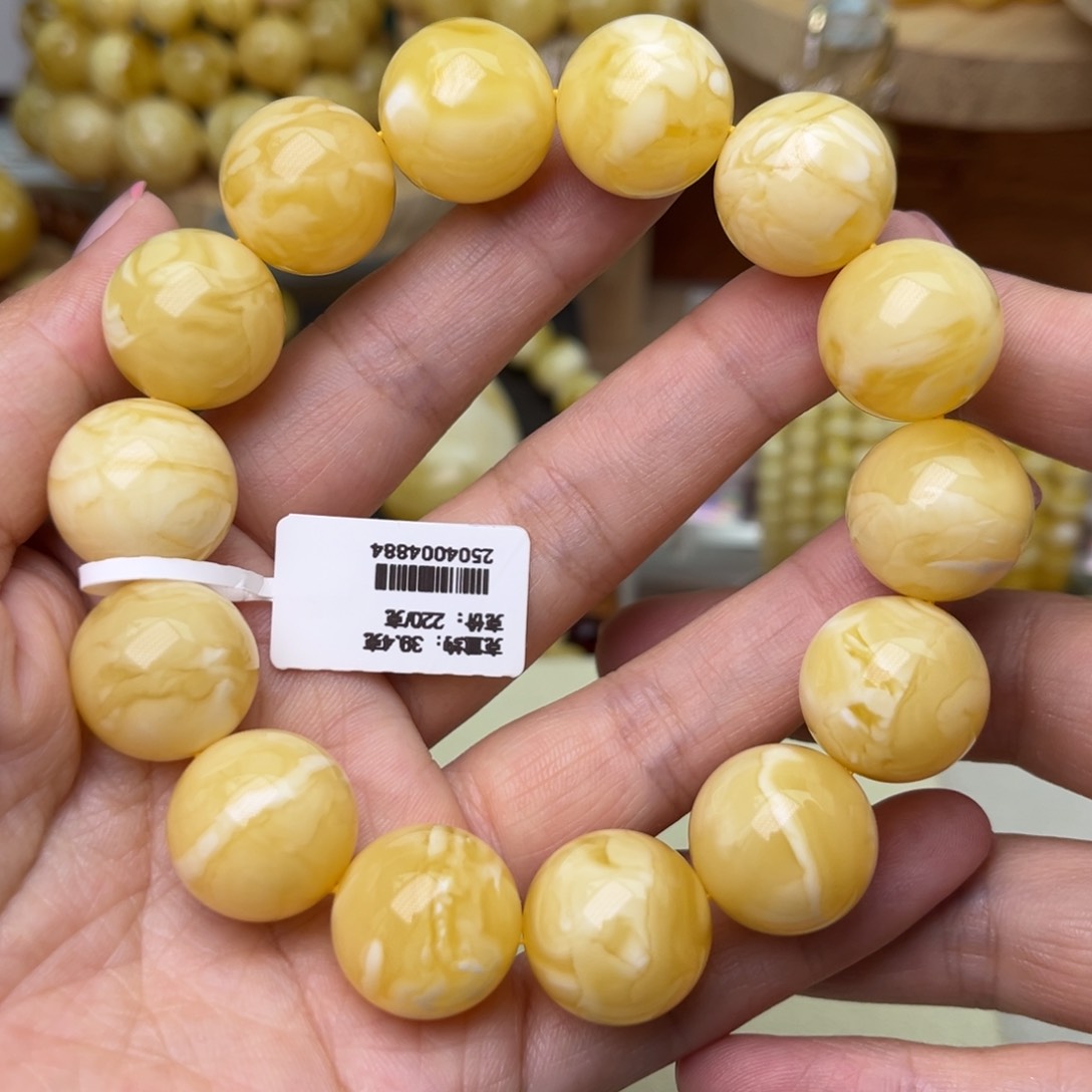 未镶嵌蜜蜡手串17+圆珠手串