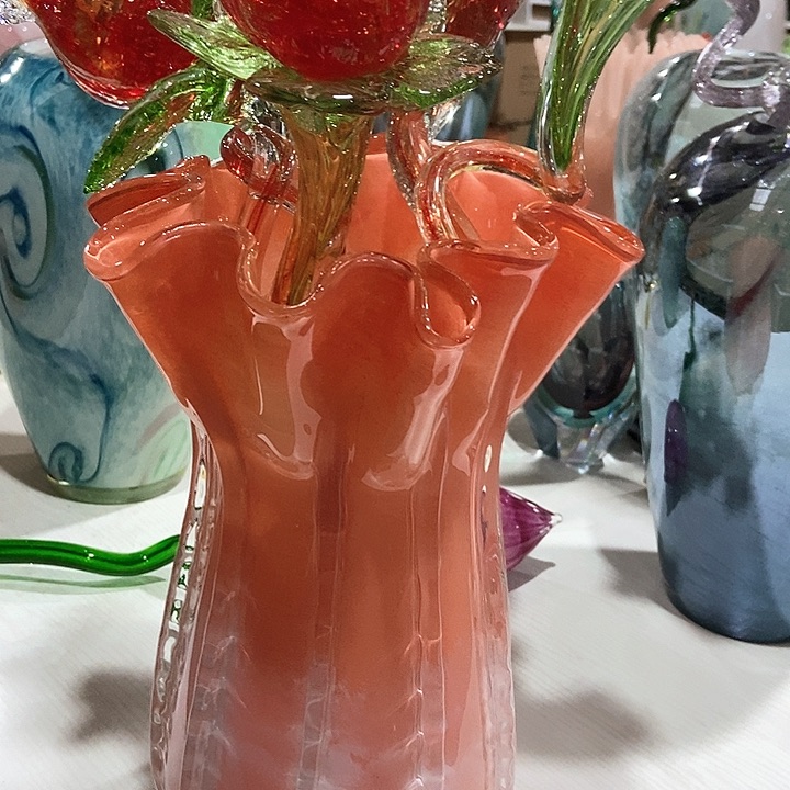 琉璃琉璃花瓶高31口15 