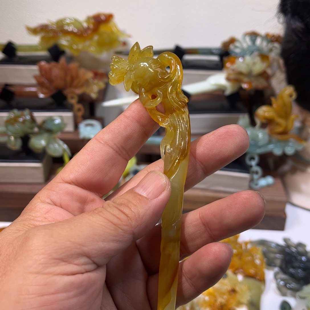 蛇纹石玉发簪合金