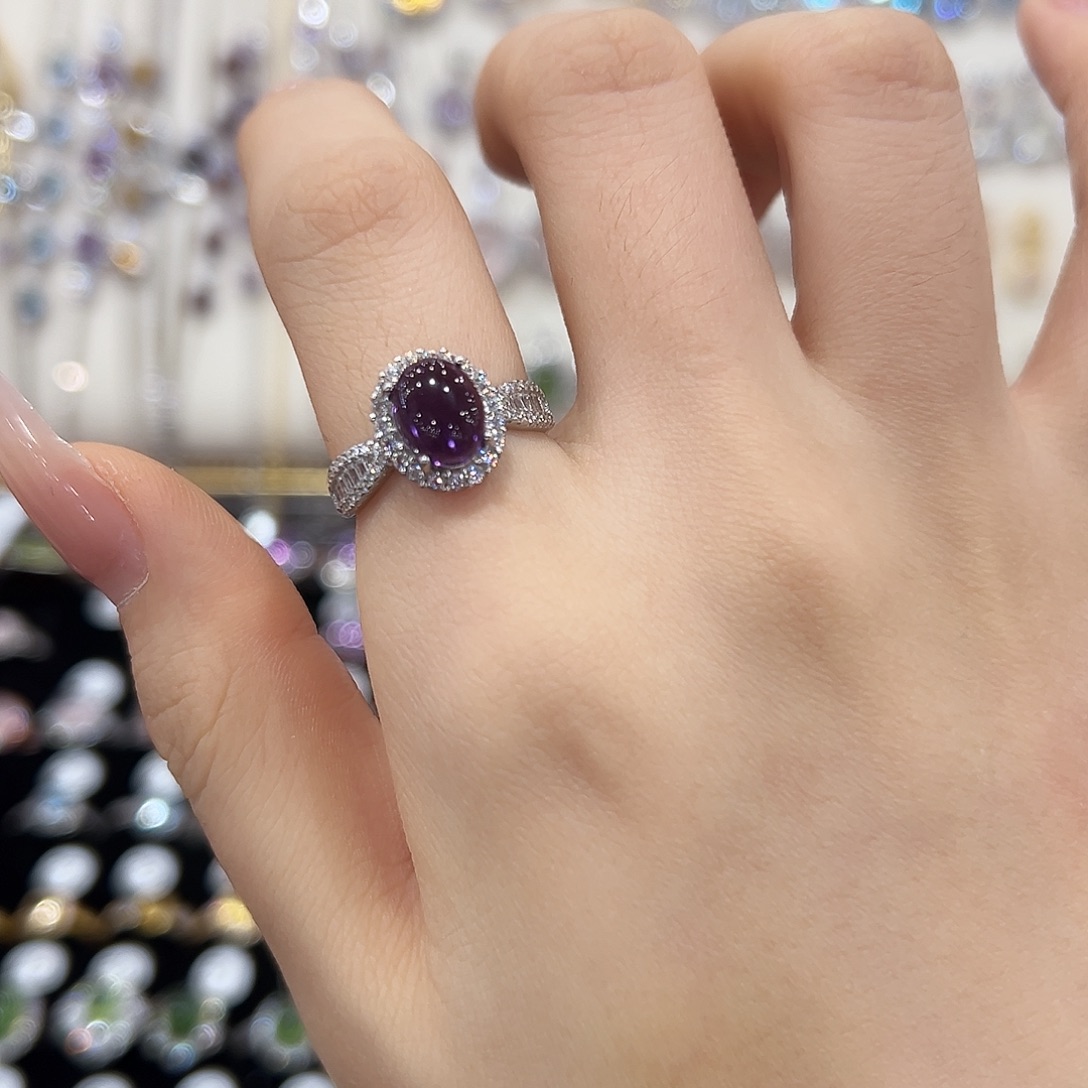 I***星紫晶银S925镶嵌戒指