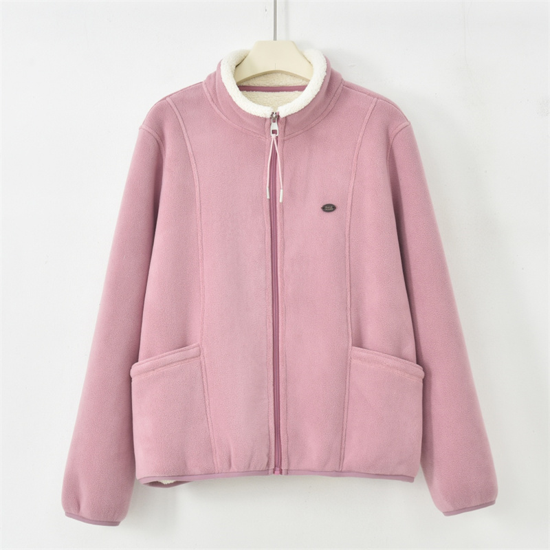 JYP-[温暖绒毛]2025秋冬新款女加绒加厚口袋立领外套HT-2671