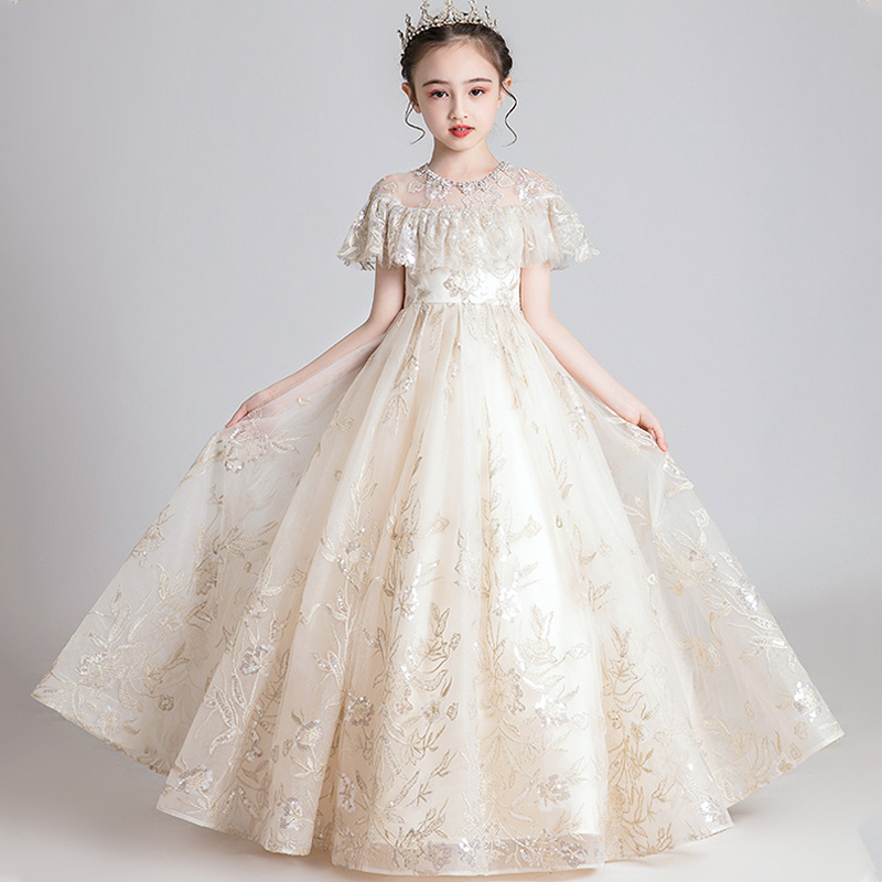 女童走秀晚礼服仙气模特主持公主裙蓬蓬裙女童主持人礼服花童钢琴