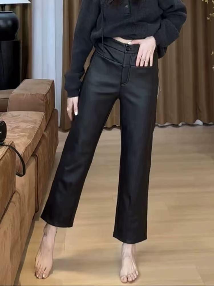 海宁正品新款女高级感垂感九分裤显瘦显腿窄版直筒裤038