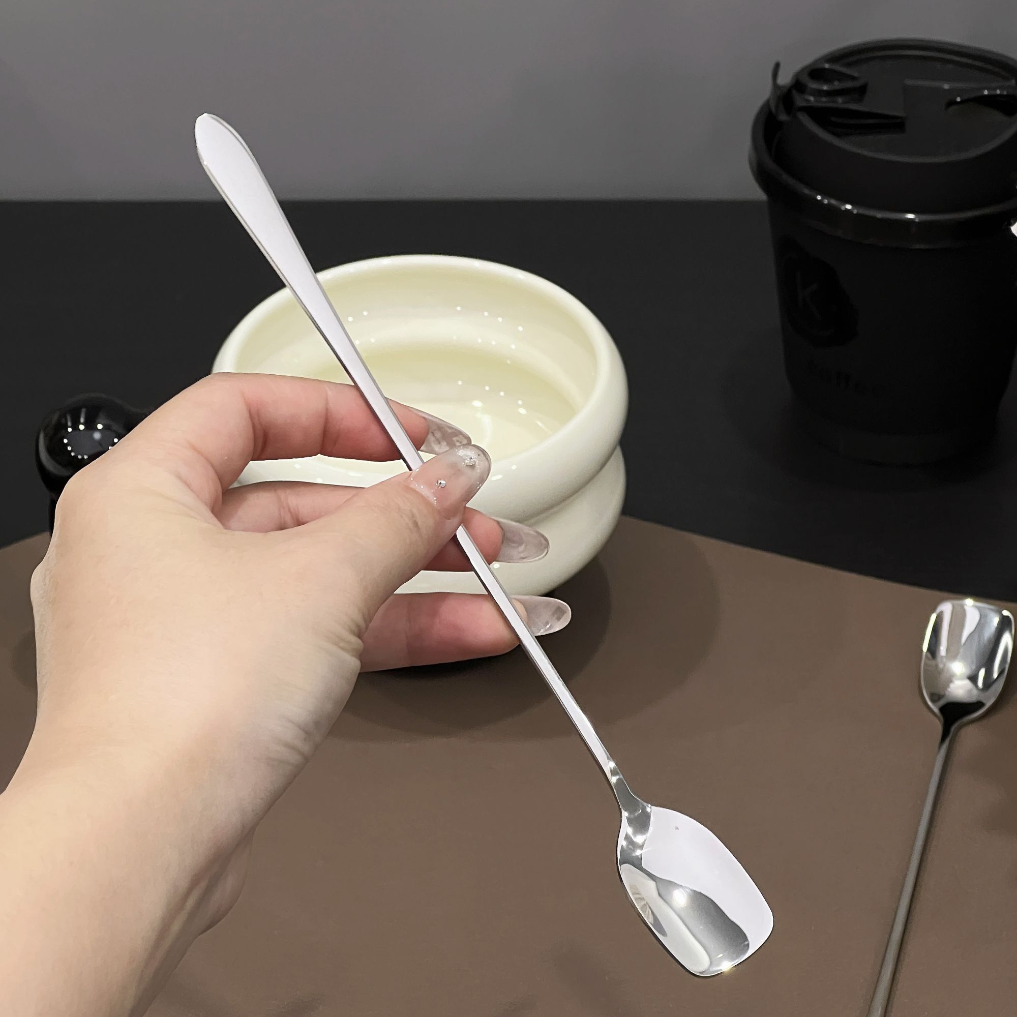 【1支装】304钢咖啡小方勺子冰勺网红勺搅拌勺甜品勺家用调料勺