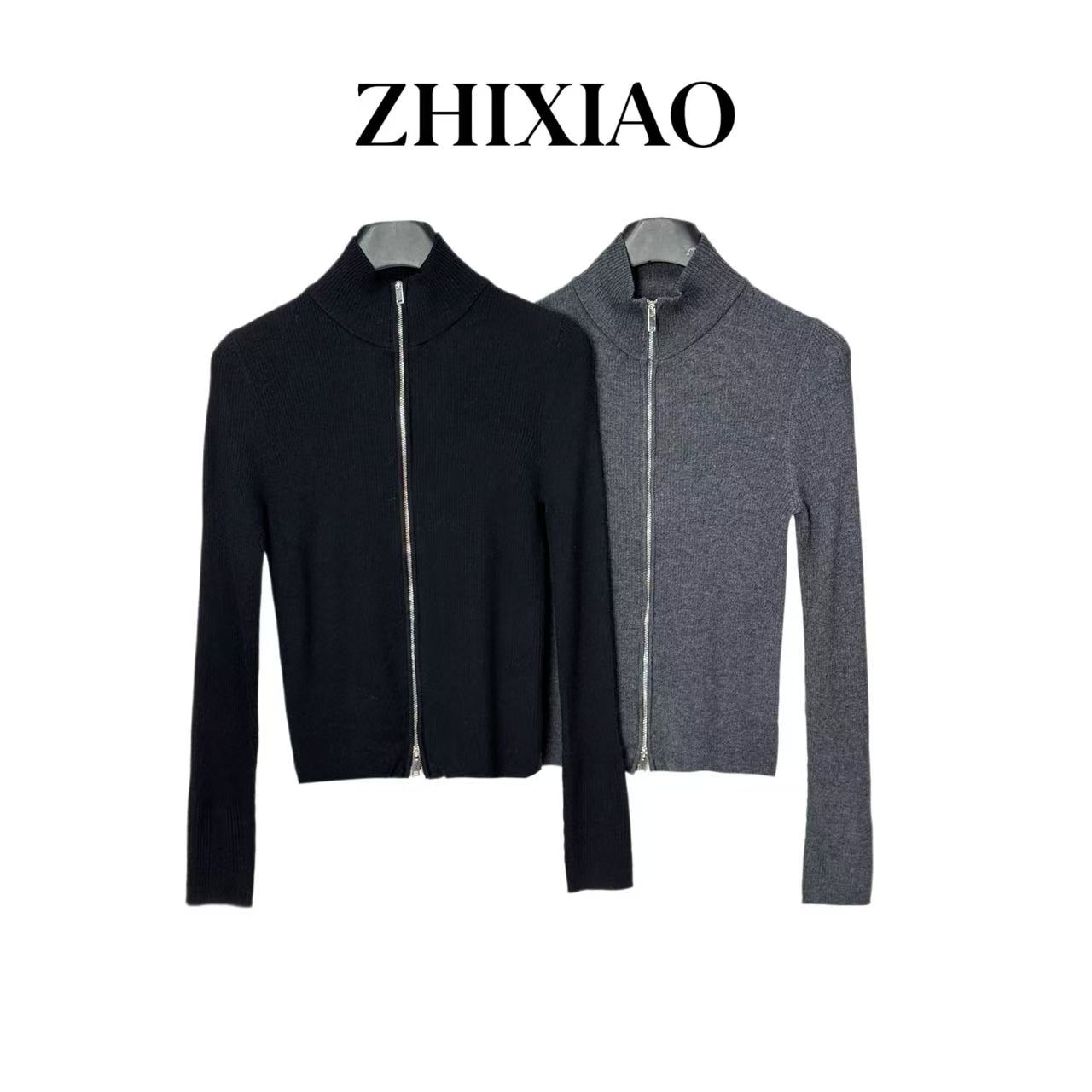 【ZHIXIAO】秋冬新款：拉链针织长袖上衣TR1020