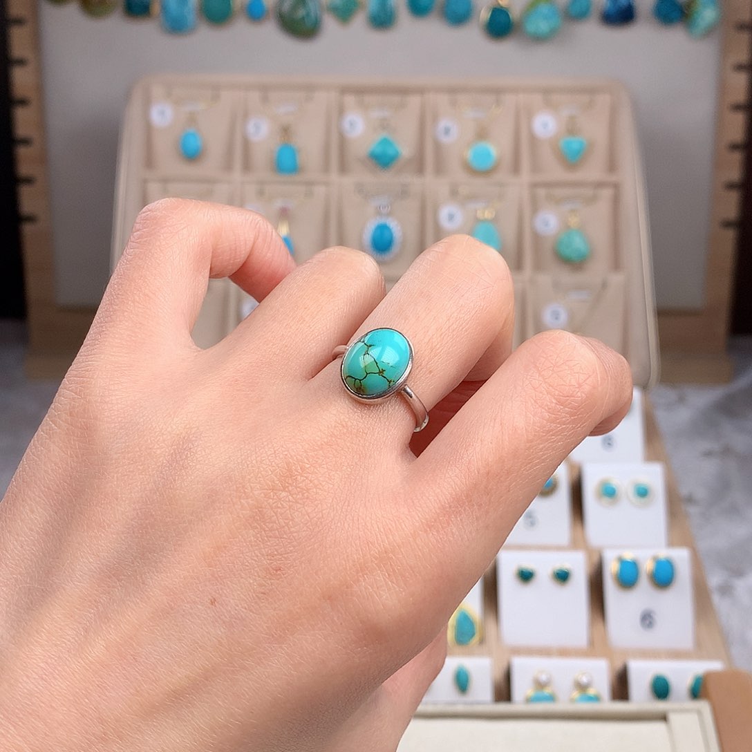 绿松石戒指银S925镶嵌