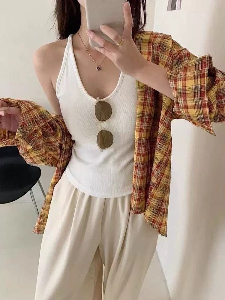 宽松纯欲风吊带背心8808