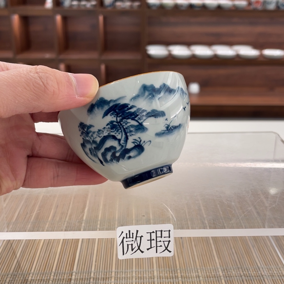 釉下手绘茶具微瑕