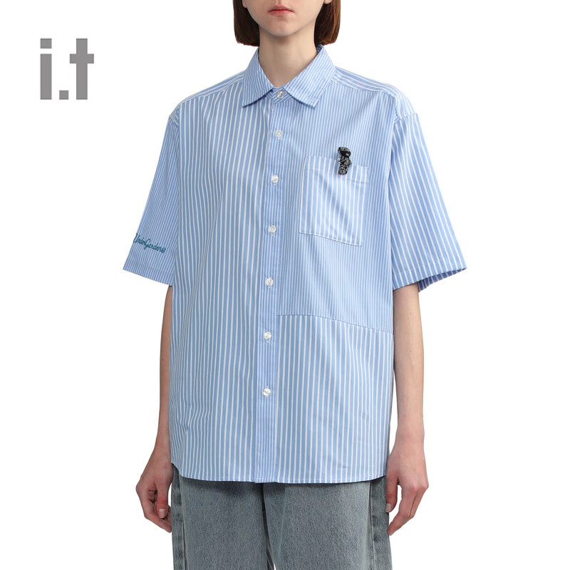 UNDER GARDENit  男装条纹短袖衬衫2025春夏新款清爽时尚00505XM