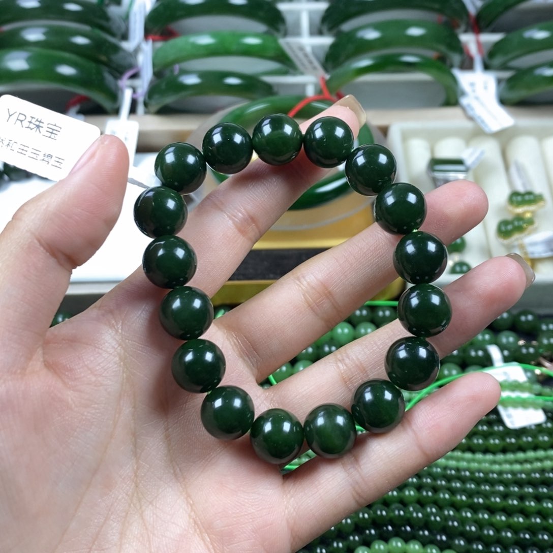 和田玉（碧玉）手链未镶嵌核****612mm