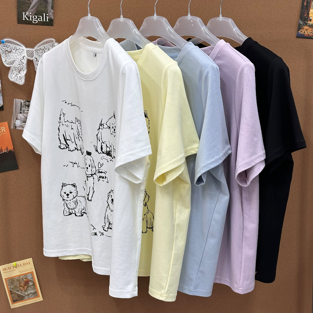 【涵胖胖】清 狗狗元素短袖T恤  5837