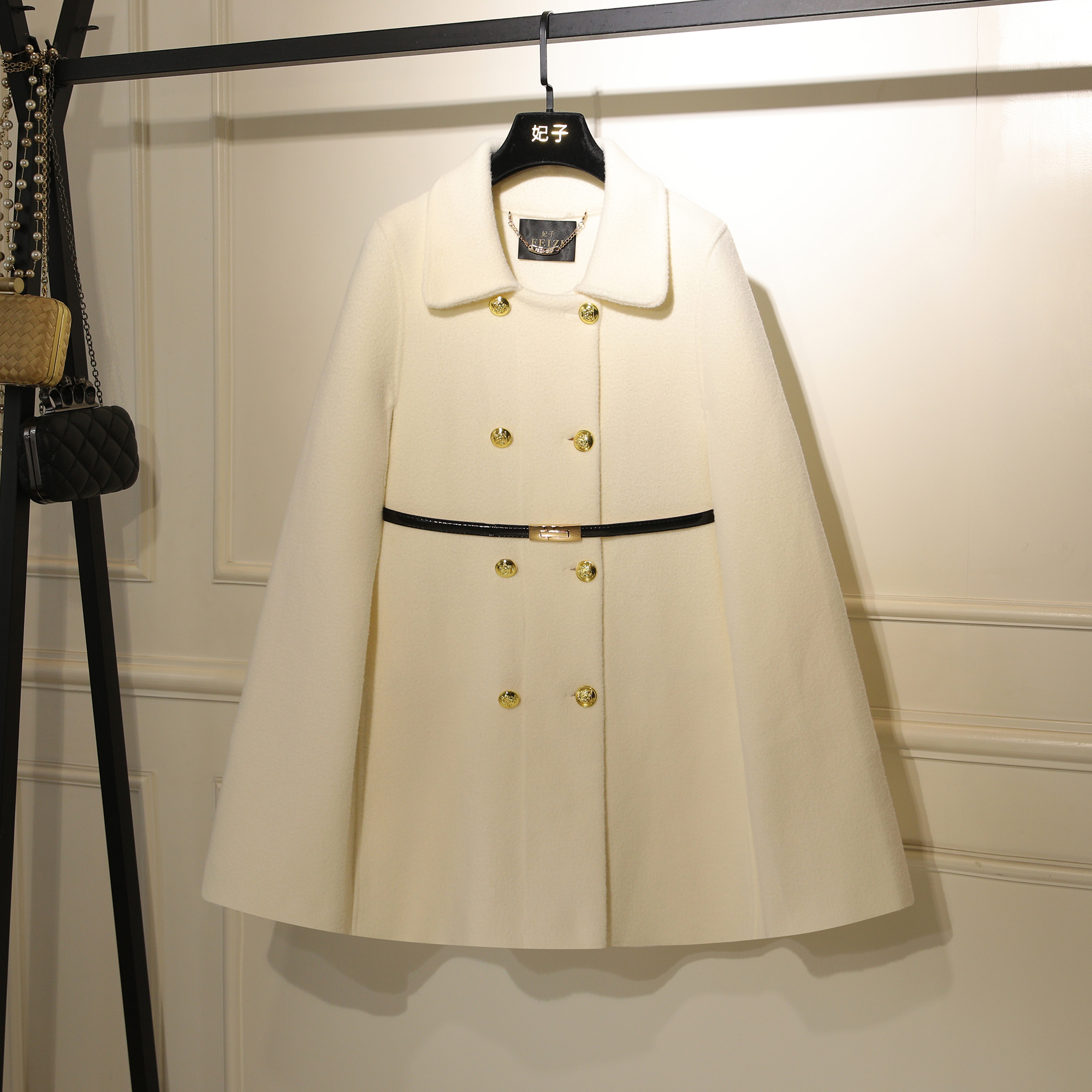 FEIZI妃子~总裁千金~斗篷毛呢外套女高级感披肩气质淑女呢大衣