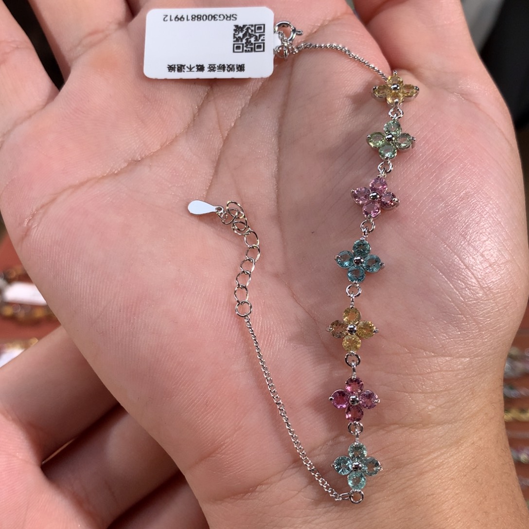 碧玺银S925镶嵌手链