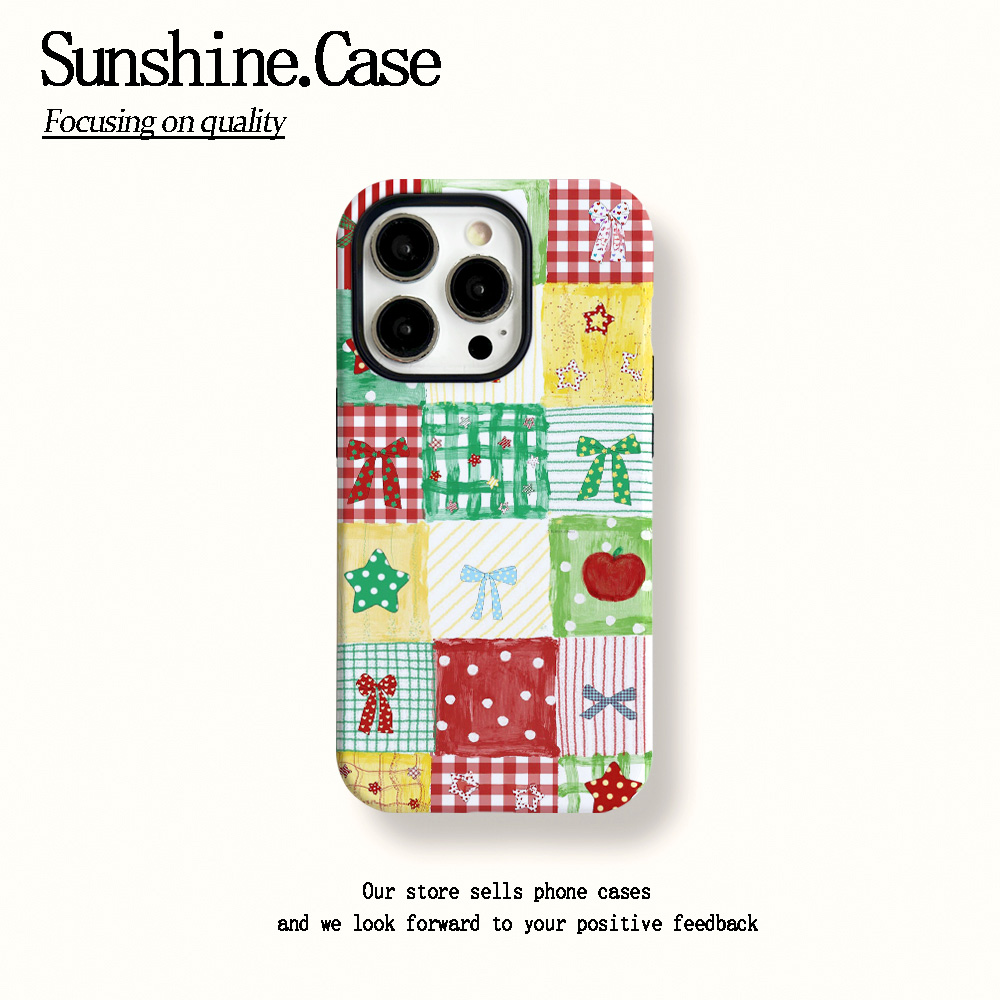 菲林二合一适用苹果华为vivo小米oppo手机壳蝴蝶结格子17PRO/16