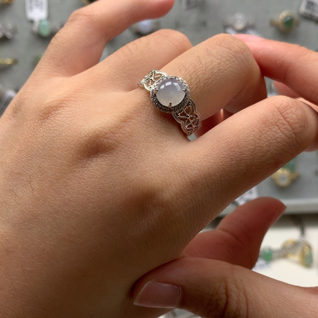 翡翠银S925镶嵌戒指戒指