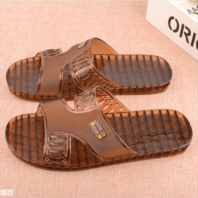 男士硬底生胶牛筋底防滑塑胶塑料浴室冲凉防臭耐磨洗澡家居凉拖鞋