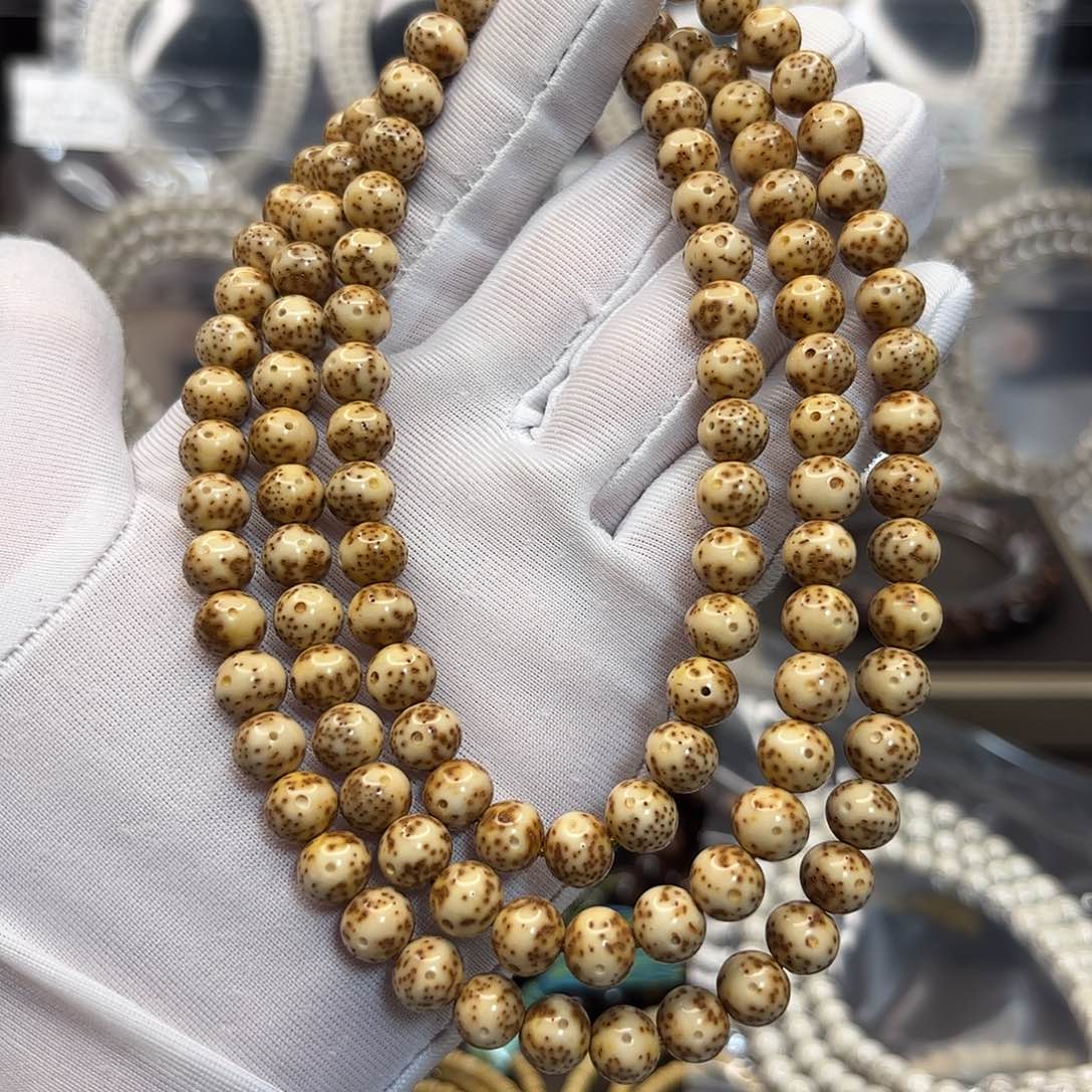 星月菩提吊坠8*8正月留白金花虎皮陈星细