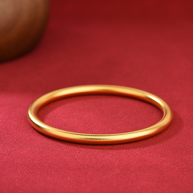 足银手镯 素圈圆条实心手镯（卡4卡5）磨砂款时尚精美手镯 