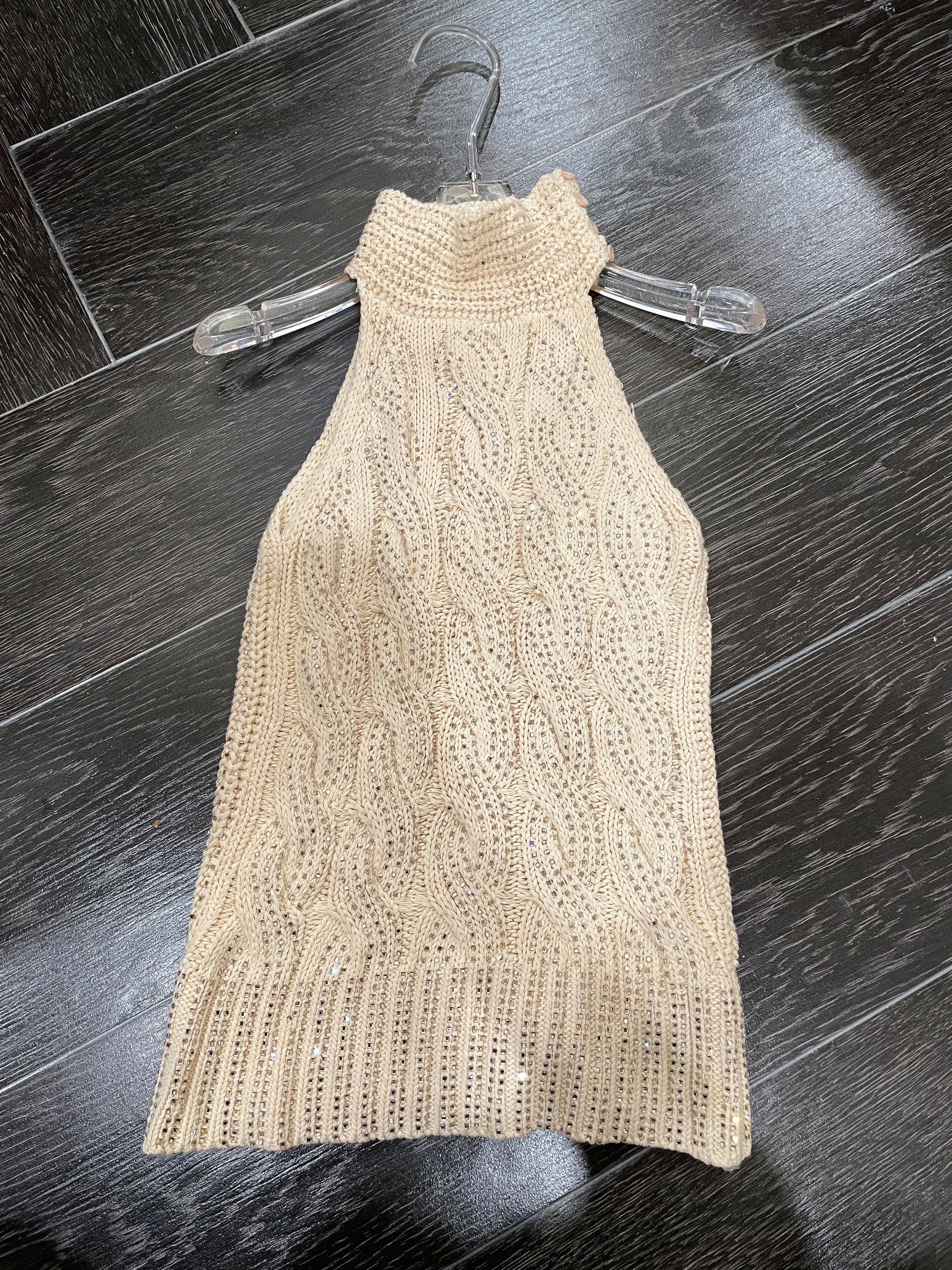 大气元（上衣）明星既视感烫钻挂脖无袖上衣