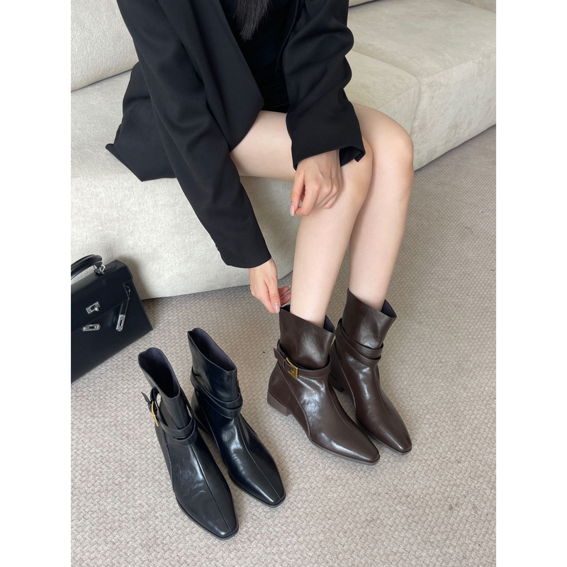 K79-622韩版复古时尚潮流百搭粗跟短靴