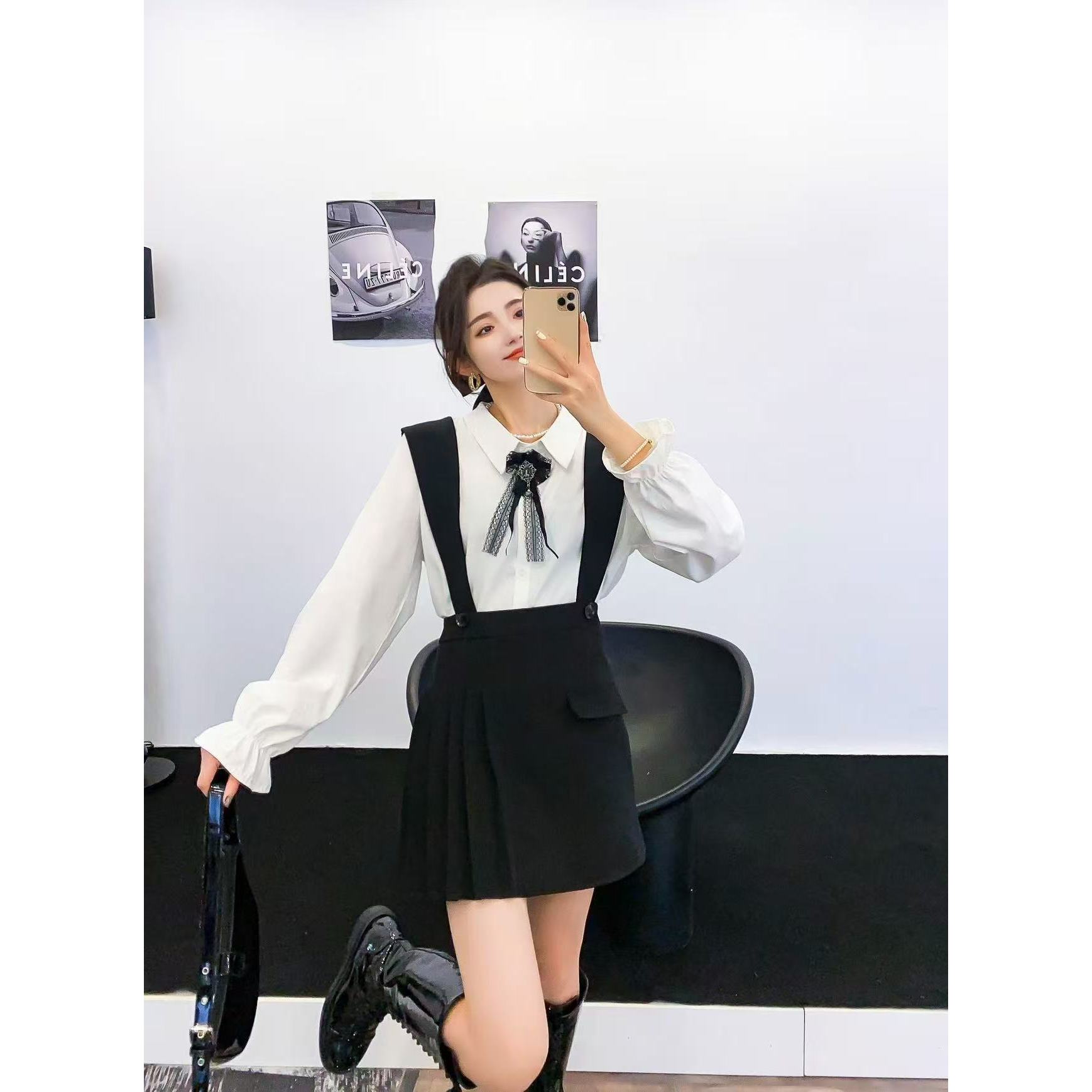 （大金条）大码胖MM女秋季减龄甜辣风炸街套装百褶短裙8230