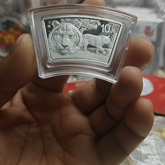 纯银2022年30克扇形虎银币