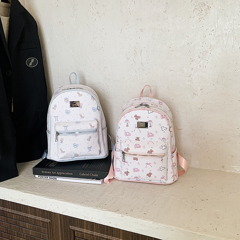 【芙芙】可爱小熊印花百搭氛围感双肩包ins