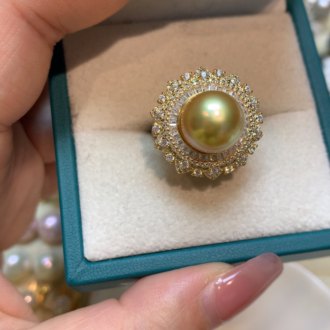 海水珍珠戒指银S925镶嵌