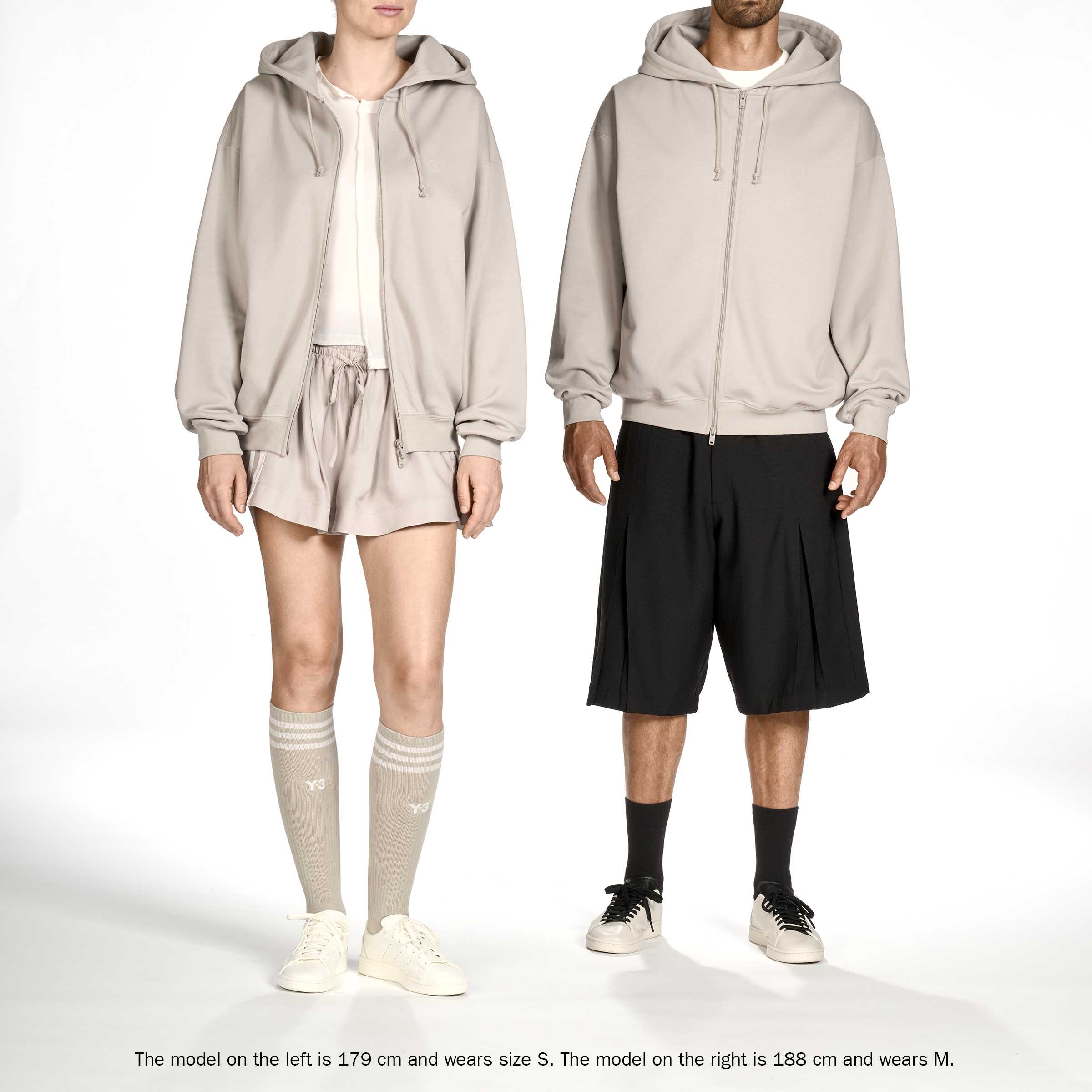 Y-3/Y-3（55-KS7881）奶茶色基础款运动休闲百搭连帽拉链卫衣开衫