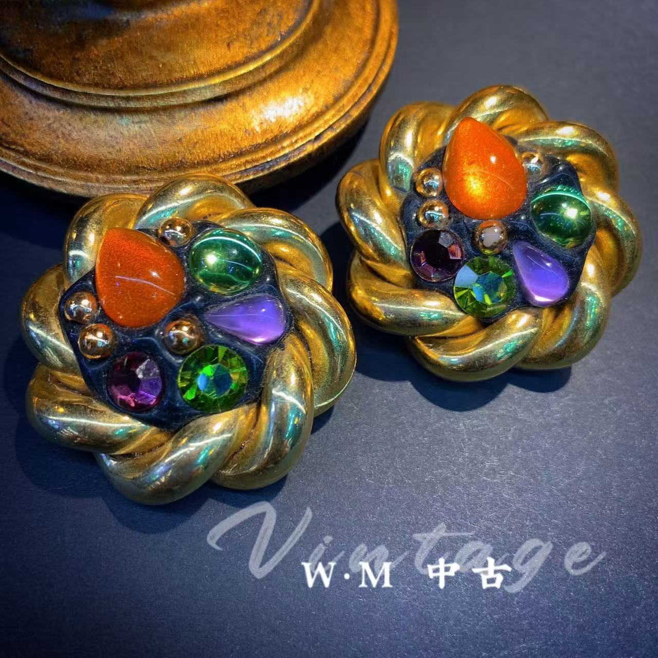 铜合金耳饰 W·M中古vintage法产耳夹Jack