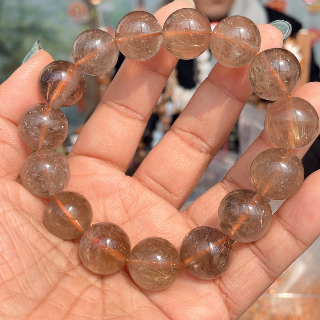 水晶手串未镶嵌15mm发晶手串