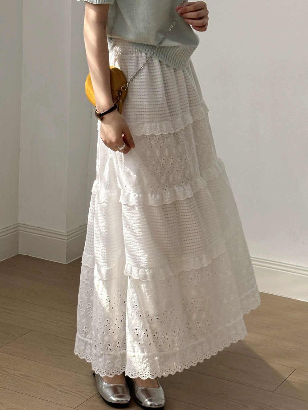 超火蕾丝拼接半身裙女蛋糕裙长裙2025春季新款温柔风高腰长裙子