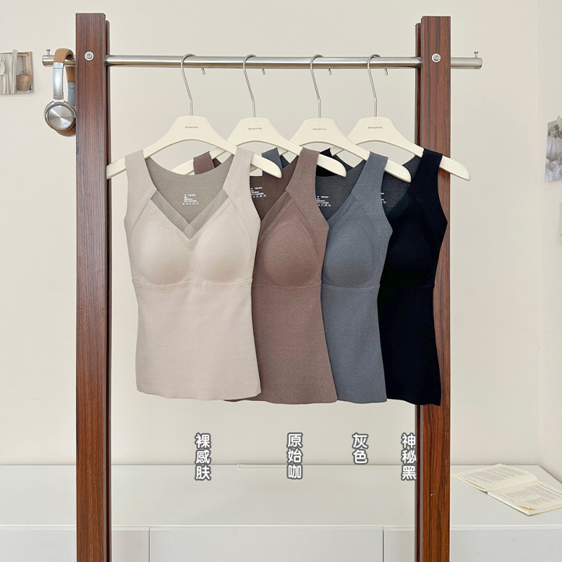 【百万严选】舒适好穿~石墨烯无痕保暖可机洗秋冬背心固定杯~H8803