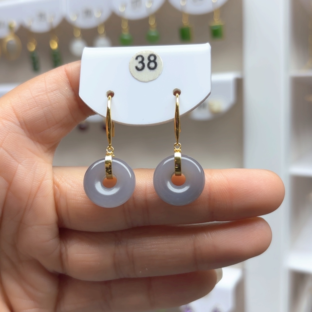 和田玉耳饰银S925镶嵌