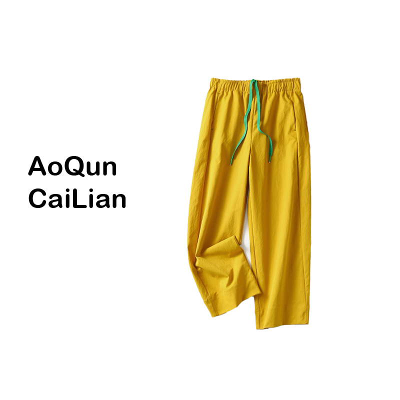 AoQunCaiLian-6夏季新款显瘦时髦好穿内抽绳直筒九分裤-GG6001