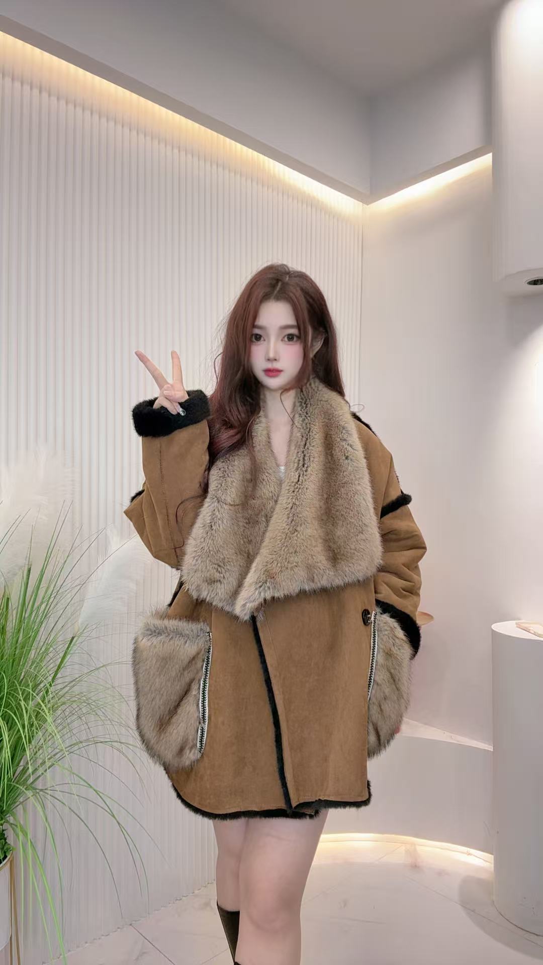 双面可穿立领保暖厚款常规款毛领短外套外套休闲网红24222