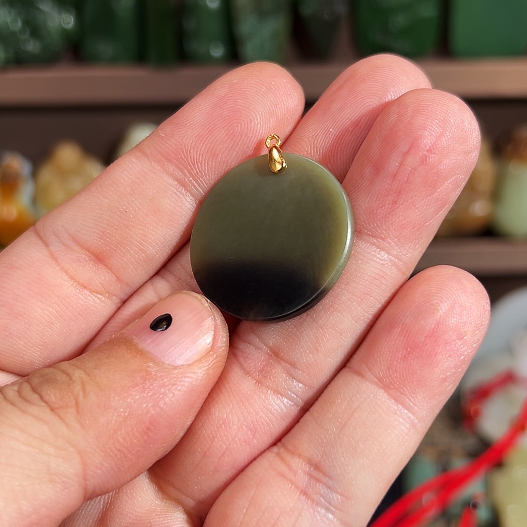 和田玉颈饰银S925镶嵌