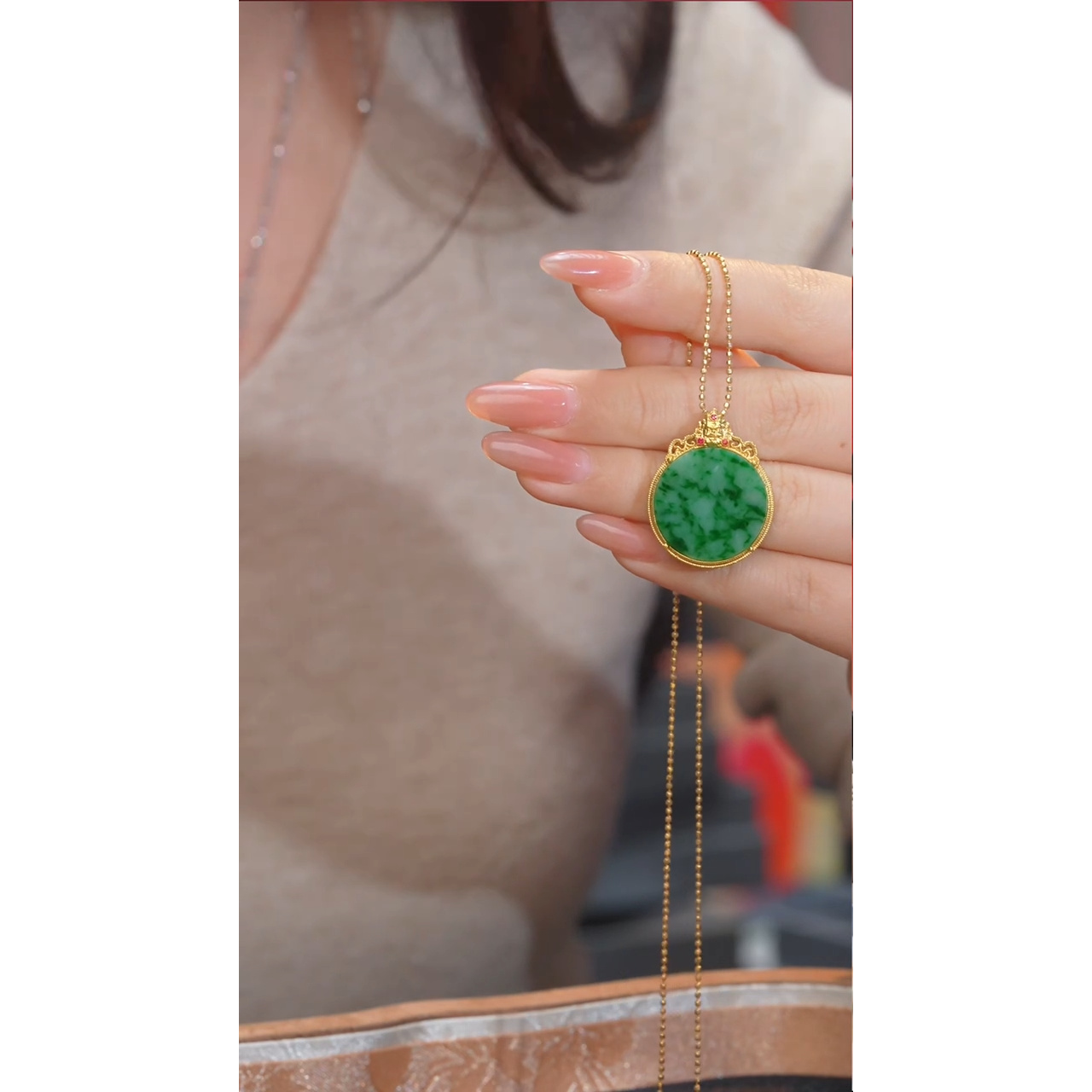 翡翠吊坠(不含链)18K金镶嵌多样性发@@E0543