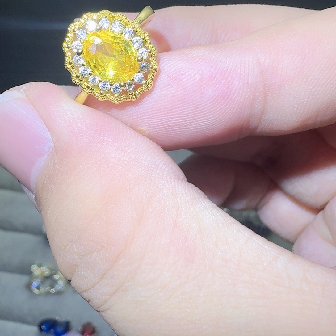 绿水晶戒指银S925镶嵌