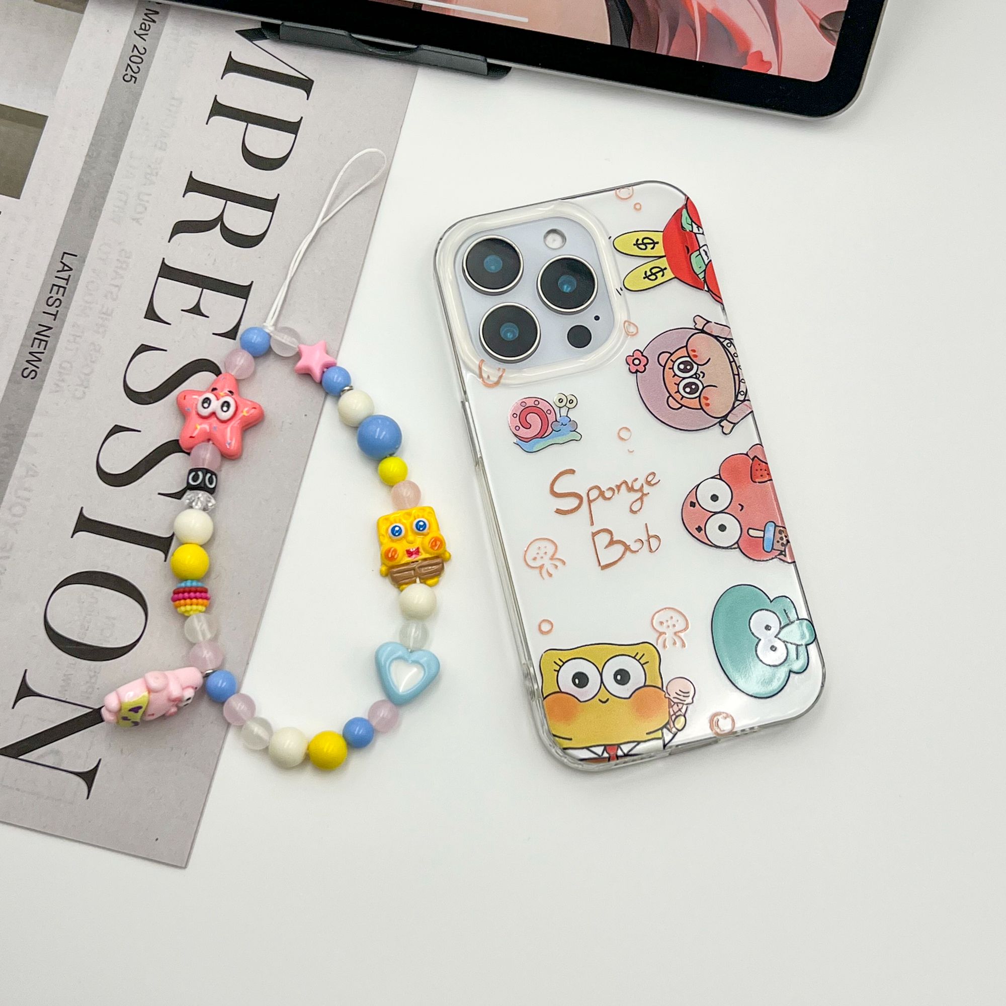 苹果17手机壳萌系海绵宝宝透明流光系iphone/华为pro小米vivo红米