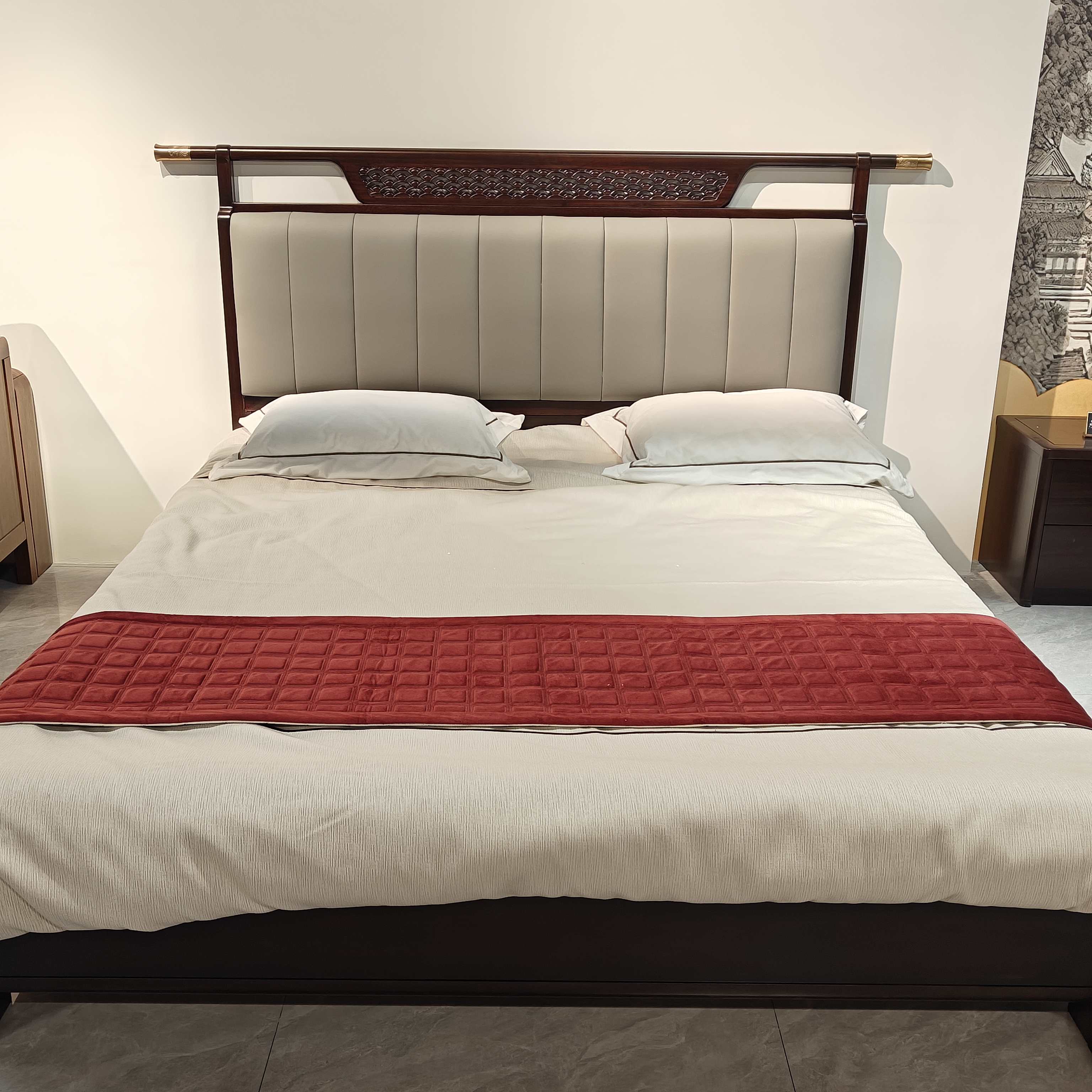 【黑檀东方】1800*2000 平板黑檀木实木大床新中式家用主卧储物