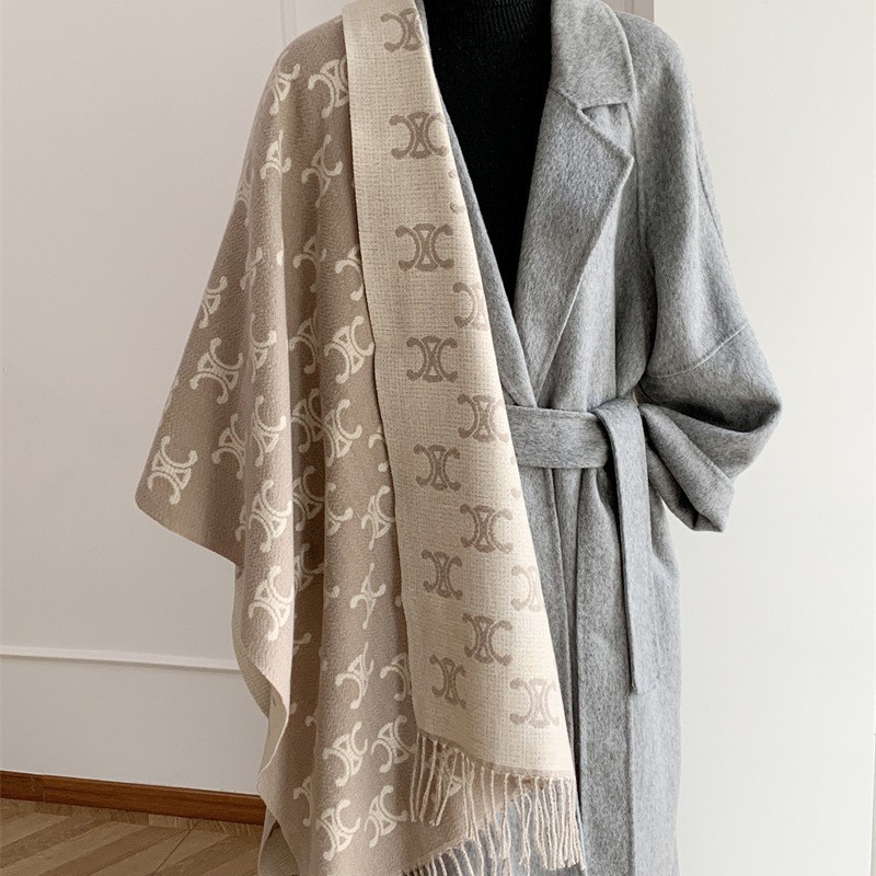 感穿搭2025冬季双面仿羊绒保暖围巾女大披肩长款两用