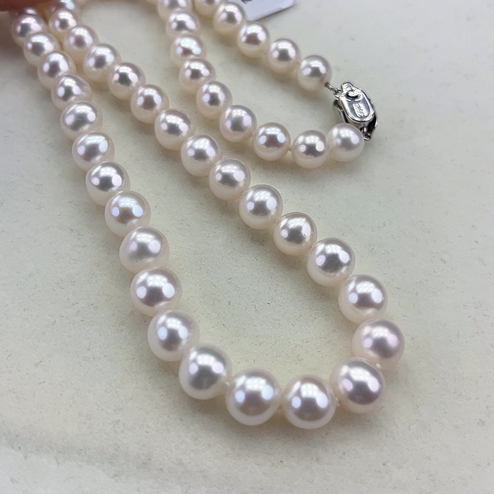 淡水珍珠颈饰银S925镶嵌卡8.5极光炫彩镜面光